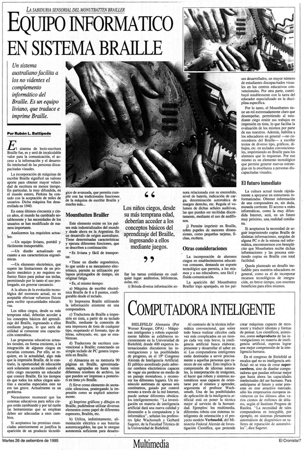 Note de Prensa El Cronista Septiembre 1995